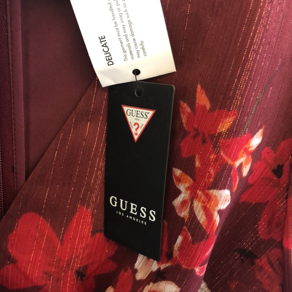 NWT Guess Camilla Floral Dress with Gold Threads Size 2 - Picture 6 of 12
